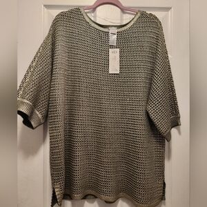 Chico's gold/green cotton/acrylic woven shimmering sweater